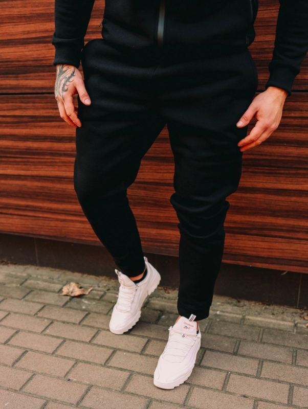 Черные теплые зимние мужские штаны Б-309