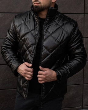 Зимняя стеганая кожаная куртка К-625
