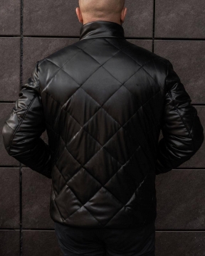 Зимова стьобана шкіряна куртка К-625