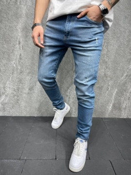 Модные голубые мужские джинсы D-565