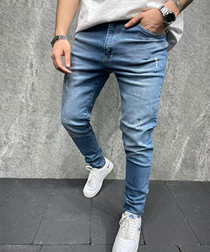 Модные голубые мужские джинсы D-565