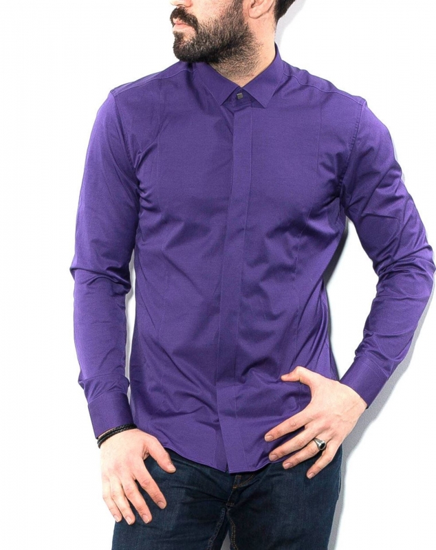 Фіолетова чоловіча однотонна сорочка Р-1023
