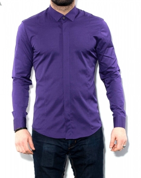 Фиолетовая мужская однотонная рубашка Р-1023