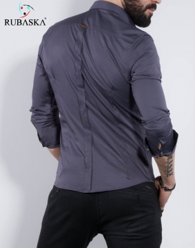 Темно-сіра чоловіча сорочка з довгим рукавом Р-1025