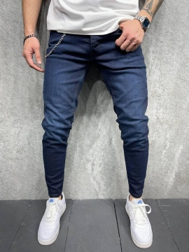Зауженные темно синие джинсы D-568