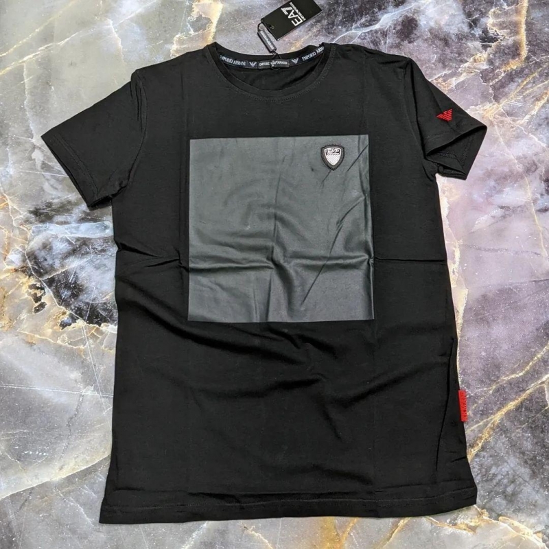Чорна стильна чоловіча футболка Армані Ф-938