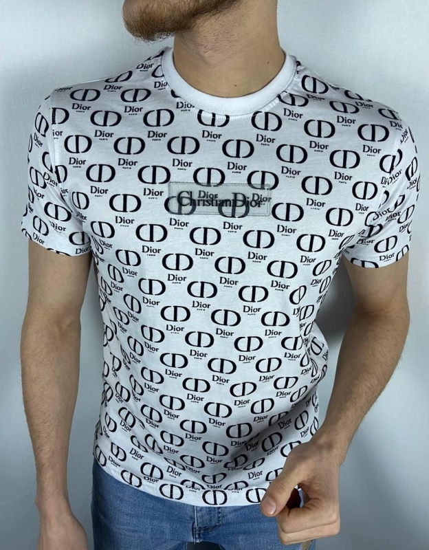 Брендовая белая мужская футболка Dior Ф-960-1