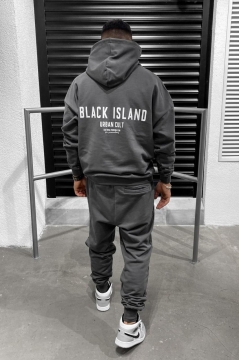 Модный темно серый спортивный костюм Black island К-444