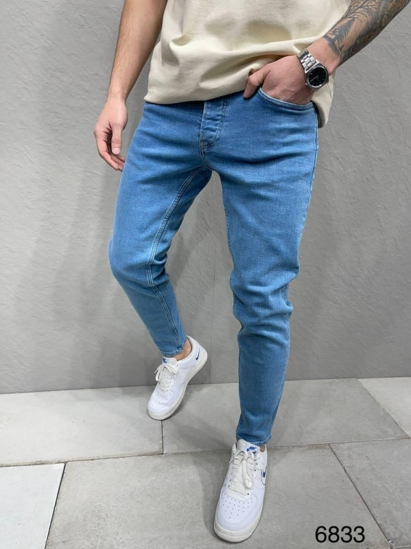 Модные голубые турецкие джинсы D-595