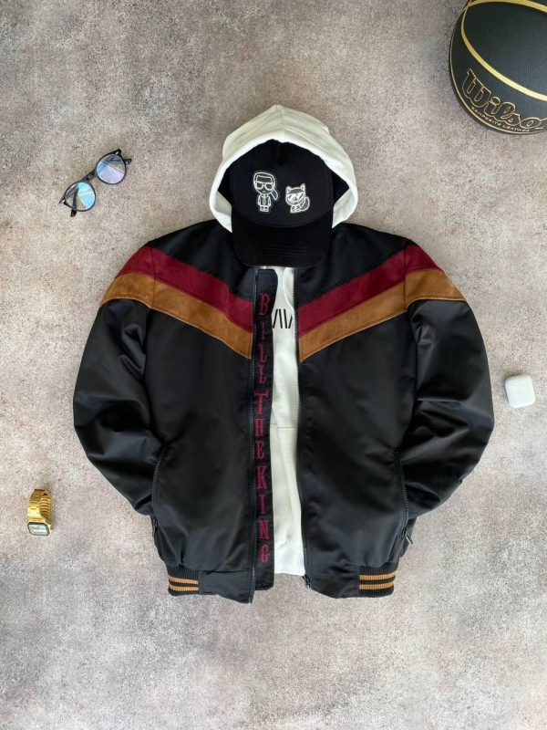 Стильный мужской черный весенний бомбер К-706