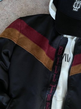 Стильный мужской черный весенний бомбер К-706