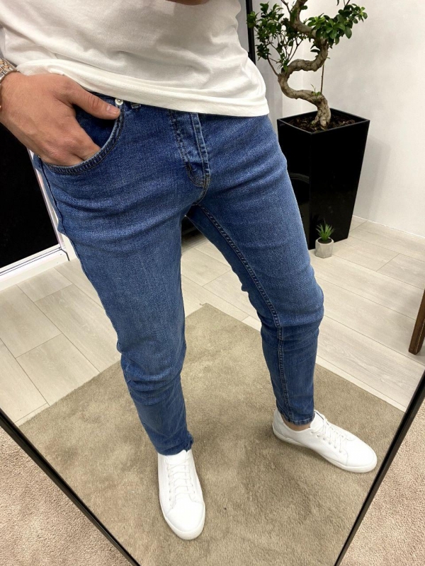 Чоловічі модні сині джинси D-634
