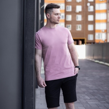 Блідо-рожева чоловіча однотонна футболка Ф-1017