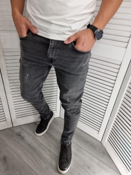 Темно серые модные джинсы D-637