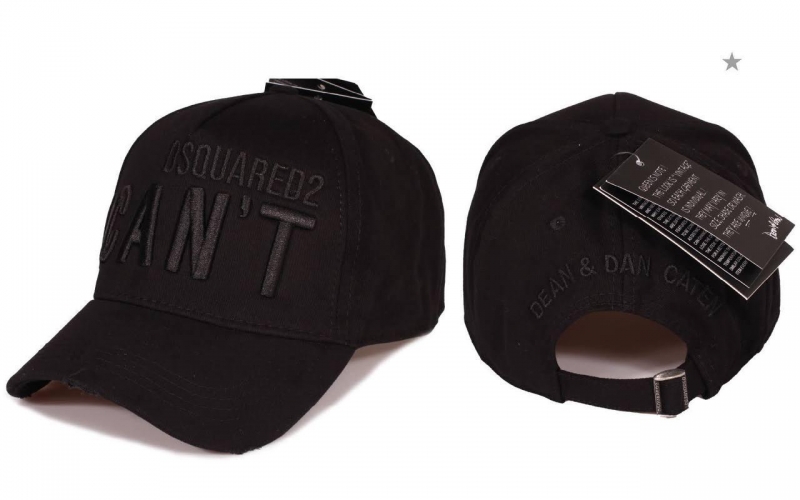 Черная мужская кепка Dsquared cant (черные и белые буквы) К-97