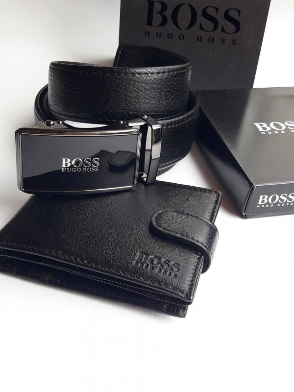 Маленький черный кожаный кошелек Boss К-85