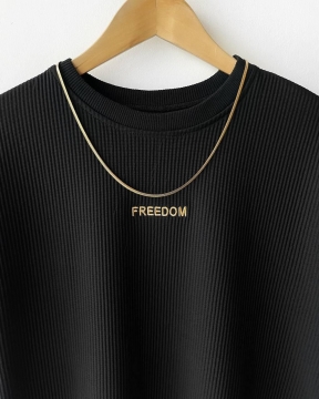 Модная черная мужская футболка Freedom оверсайз Ф-1069