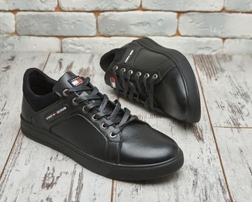 Стильні чоловічі шкіряні кеди Tommy Т-640