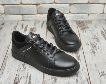 Стильні чоловічі шкіряні кеди Tommy Т-640
