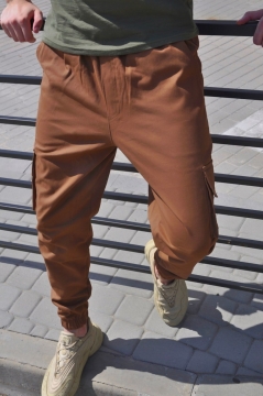 Коричневые мужские осенние штаны карго Б-382