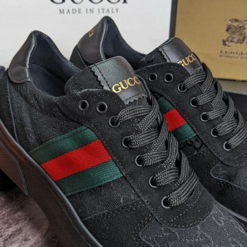 Брендовые мужские черные кроссовки Gucci Т-674
