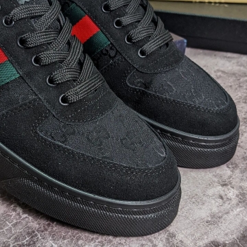 Брендовые мужские черные кроссовки Gucci Т-674