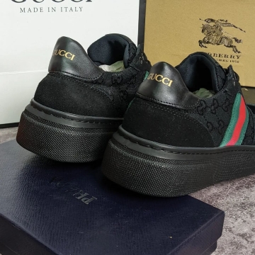 Брендовые мужские черные кроссовки Gucci Т-674