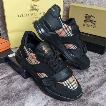 Брендові чорні чоловічі кросівки Burberry Т-676