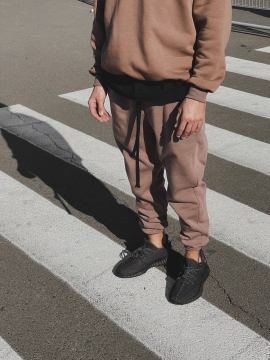 Чоловічі теплі коричневі спортивні штани на флісі Б-395