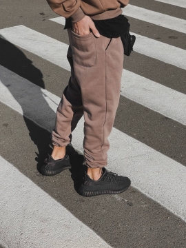 Чоловічі теплі коричневі спортивні штани на флісі Б-395