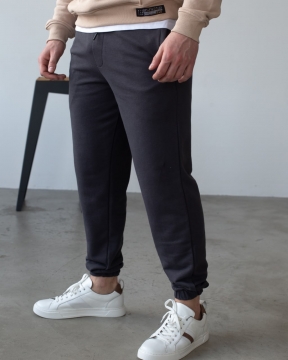 Темно серые мужские спортивные штаны на осень Т-397