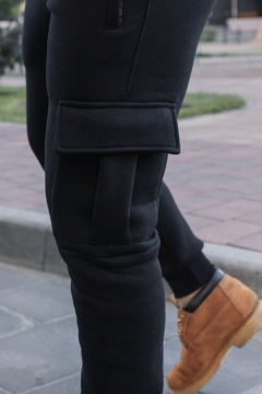 Чорні чоловічі штани карго на флісі Б-398