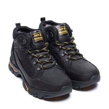 Черные мужские зимние кожаные ботинки Jack Wolfskin Т-686