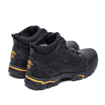 Черные мужские зимние кожаные ботинки Jack Wolfskin Т-686
