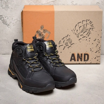 Черные мужские зимние кожаные ботинки Jack Wolfskin Т-686
