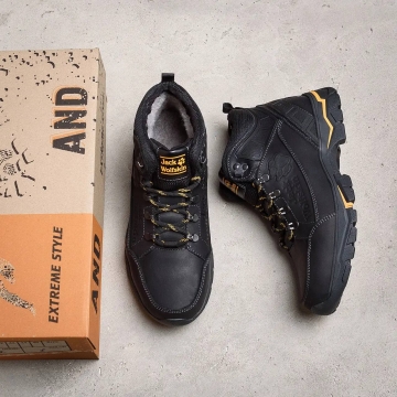 Черные мужские зимние кожаные ботинки Jack Wolfskin Т-686