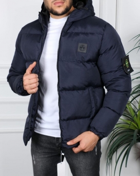 Темно синя зимова куртка Stone Island з капюшоном К-829