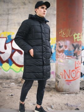 Удлиненная мужская зимняя куртка на холлофайбере К-835