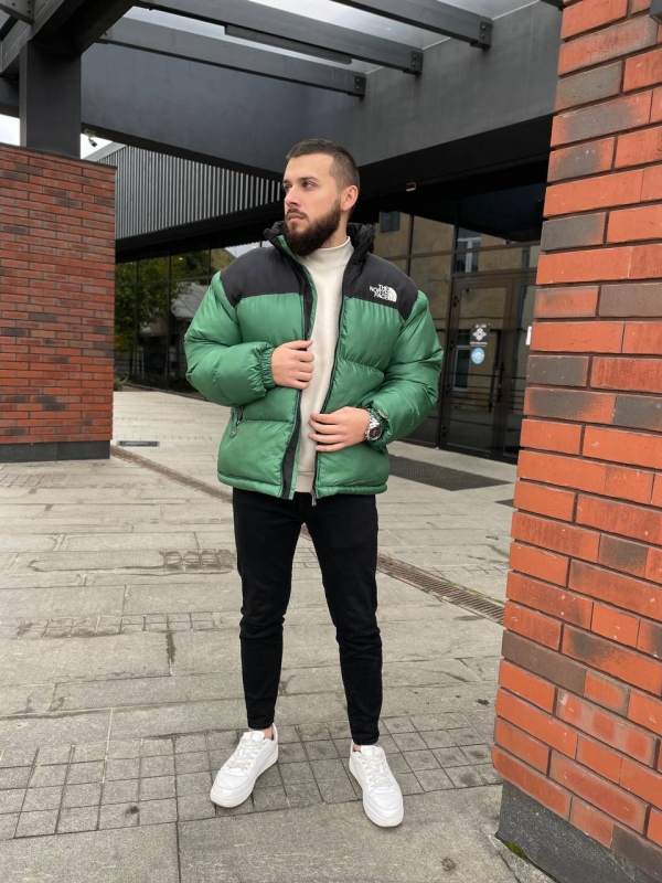 Модная зеленая короткая куртка TNF на зиму К-848