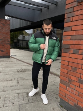 Модная зеленая короткая куртка TNF на зиму К-848