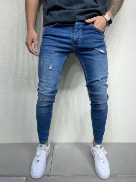 Темно синие немного рваные джинсы Д-686