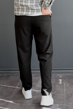 Черные стильные мужские брюки на резинке Б-419