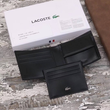Брендовий чоловічий чорний гаманець Lacoste К-96