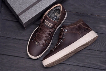 Стильные низкие темно коричневые мужские кожаные ботинки Zangak Т-731