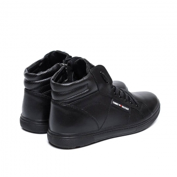 Мужские зимние кожаные ботинки Tommy Hilfiger Black Т-739