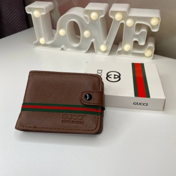 Коричневий чоловічий маленький гаманець Gucci з екошкіри К-99