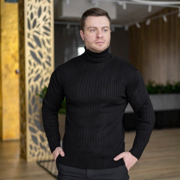 Черный мужской гольф с полосками Т-802