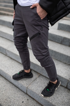 Модні весняні штани з кишенями у кольорі графіт Б-438