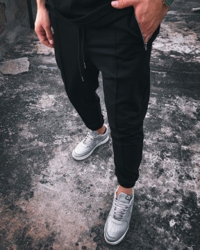 Черные стильные весенние штаны с карманами на змейке Б-443