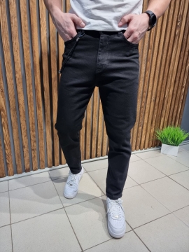 Черные мужские однотонные турецкие джинсы Д-714